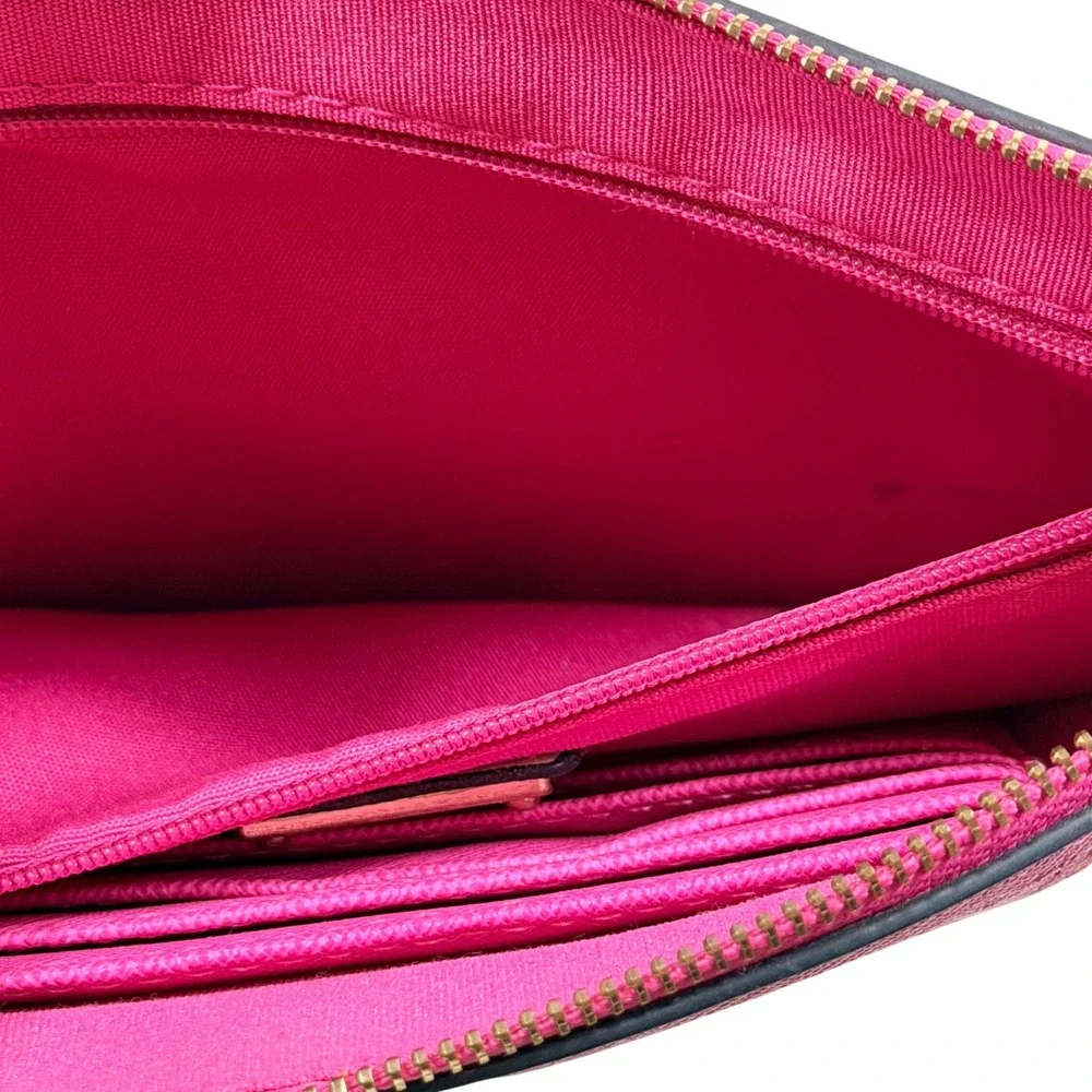Aldo‎ Hot Pink Laser Cut Wristlet Clutch Bag Gold Hardware Diamond Pattern EUC